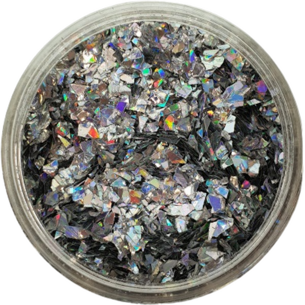 Holographic Hexagon and Bar Glitter | Holo Confetti Sprinkles |  Embellishments for Resin Crafts (AB Silver / 5 grams)